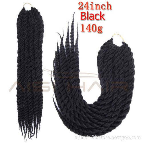 24'' Long Colored Crochet Braid Hair Extension Synthetic Mambo Crochet Twist Hair For Women
